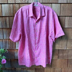 EUC Tommy Bahama Red Linen Short Sleeve Button Front Camp Shirt in Men's X-Large